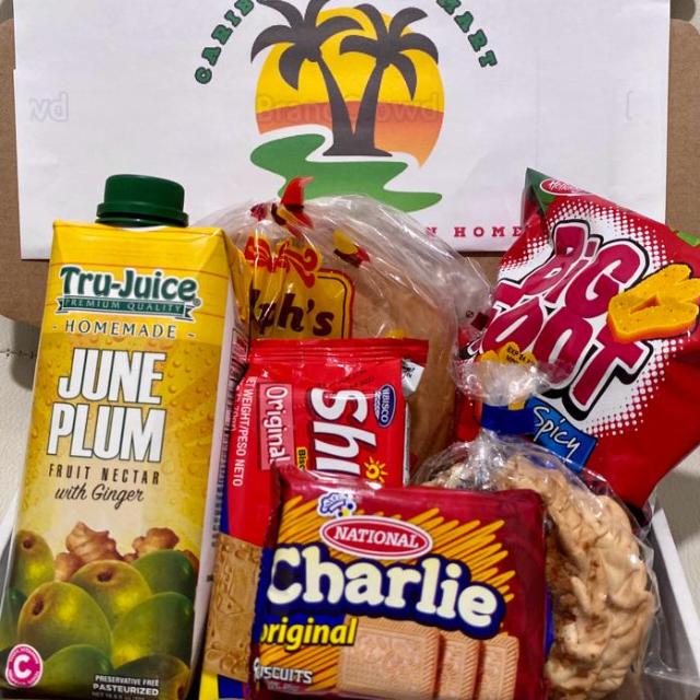Jamaican Snacks Box (5 snacks with 1 Tru-Juice June Plum Flavors)16oz